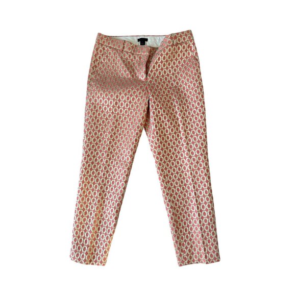 J CREW Collection Gold Coral Holiday Straight Ankle Pants Size 4 - Picture 14 of 15